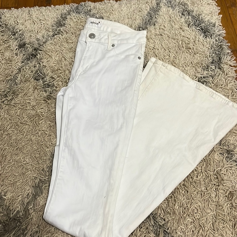 White flare leg jeans